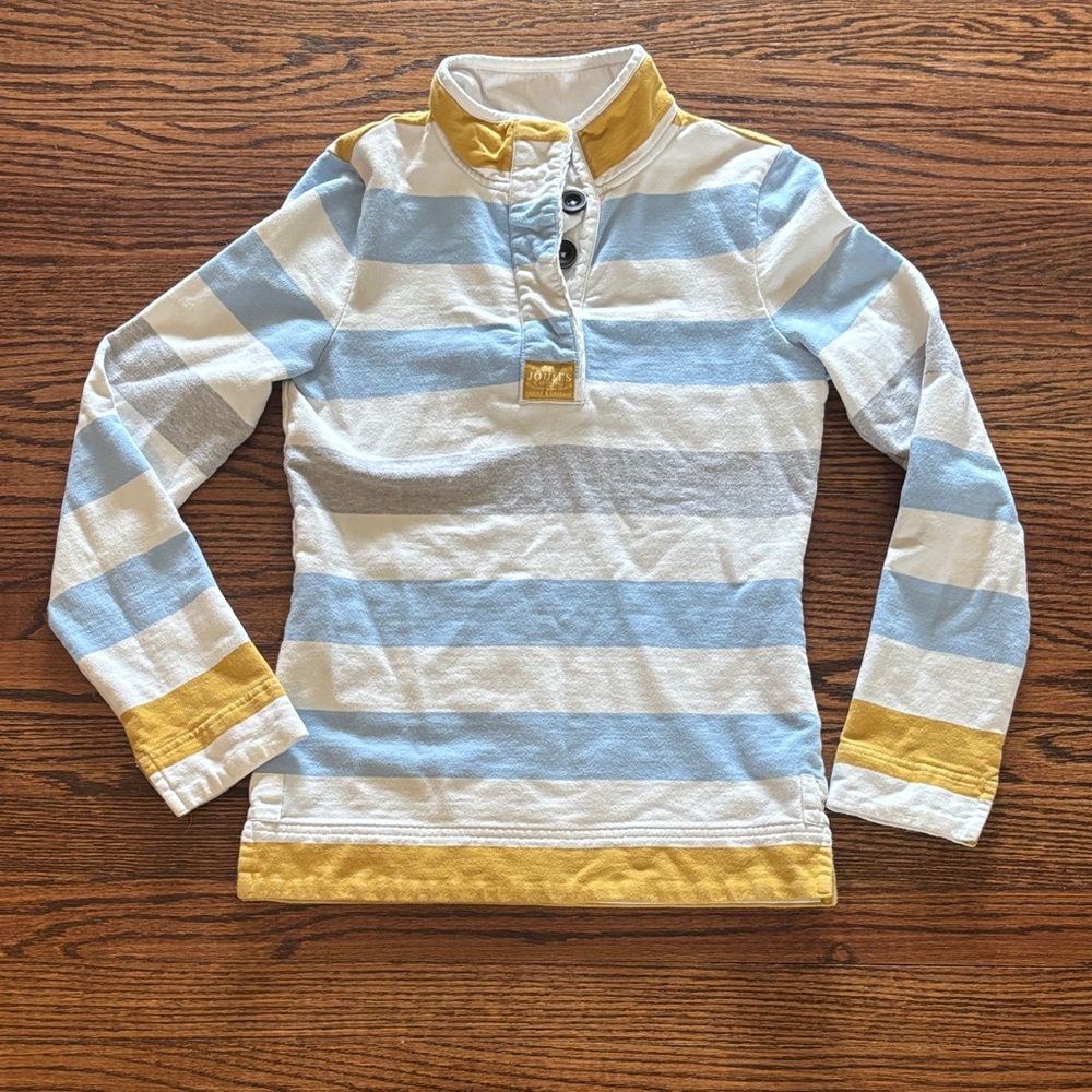 Joules Saunton Funnel Neck Rugby Stripe Pullover, Size 2